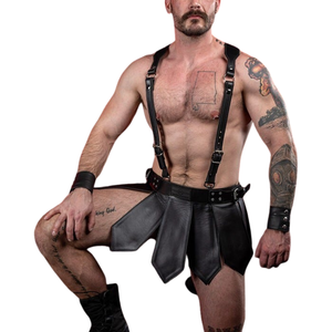 Arnés de tirantes de piel de oveja para hombre con ajuste adaptable, hebilla de acero, 2.5 cm de ancho, estilo clásico para discoteca - Product Image 2