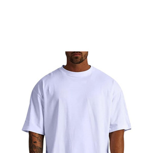 Oversized Knitted 100% Cotton Solid Short Sleeve Men's Streetwear Hip Hop Blank Acid Wash Front Custom Logo Heat-Transfer - Product Image 5