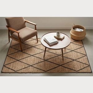 Handwoven Cotton <b>Bath</b> Rug Beige Black Diamond Pattern Soft Absorbent Washable Bathroom Floor Mat Home Decor Carpet OEM - Product Image 3