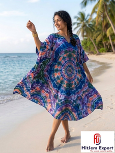 <b>Kaftan</b> Dress Women Beach Wear Loose Fit <b>Summer</b> Cover Up Resort Wear Island Vacation Style Soft Fabric Wholesale Supply - Product Image 6