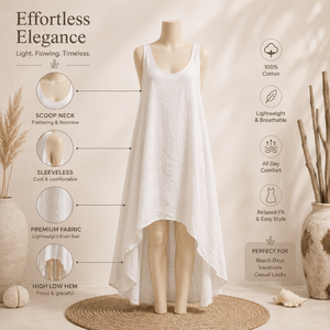 Women's Linen High Low Midi <b>Dress</b> Sleeveless <b>Loose</b> Fit Boho Casual Beach Resort Vacation Minimalist Summer A Line Elegant <b>Dress</b> - Product Image 5