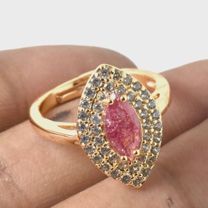 Ruby CZ Marquise <b>Ring</b> 22K <b>Gold</b> Plated Adjustable Kundan Polki Ethnic Bridal <b>Cocktail</b> <b>Ring</b> for Women Wholesale Price - Product Image 3