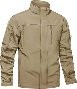 Men's <b>Navy</b> Fleece Jacket Stand Collar Zipper Closure Windproof Workwear Style Regular Fit Polyester Material Autumn Wear - Product Image 4