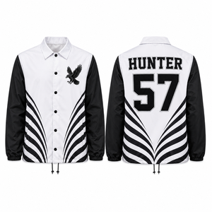 Veste de coach imprimée, fabricant de vêtements d'équipe en nylon avec boutons-pression, uniforme, poignets, ourlet, cordon de serrage, broderie de logo, impression, patch personnalisé - Product Image 3