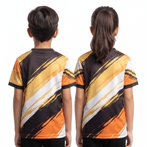 Camiseta Deportiva Sublimada con Cuello en V para Niños, Personalizable, Unisex, Jersey Deportivo Estampado para Niños y Niñas, Manga Corta, Ropa Informal, Venta al Por Mayor - Product Image 6