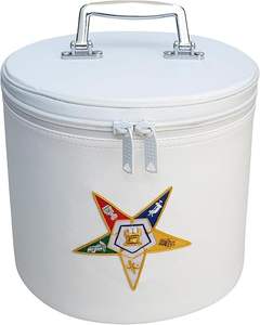 Masonic Machine Embroidered Shriner Fez <b>Hat</b> Case – Deluxe Fez <b>Hat</b> Storage <b>Box</b> - Imitation Leather Gifts - Display Case - Product Image 3