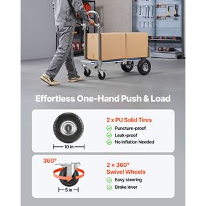 Carrello Convertibile 2-in-1 con Ruote Antiscivolo e Maniglia, Capacità di Carico 450 kg, Modalità a 4 Ruote, Trasportatore Portatile per Facilitare il Spostamento - Product Image 3