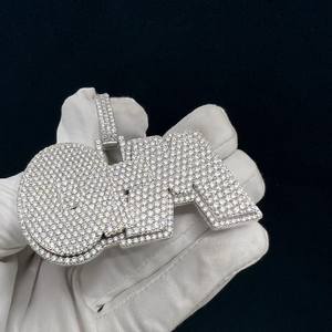 Colgante Personalizado Premium con Nombre, Moissanita VVS de Corte Brillante, Plata de Ley 925, Estilo Hip Hop, Letra/Logotipo, Collar Bling con Dije - Product Image 4