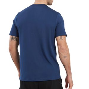 <b>Men's</b> <b>Navy</b> <b>Blue</b> Short Sleeve <b>T</b>-<b>Shirt</b> O-Neck Solid Color Regular Fit Sporty Knitted Contrast Trim Front Logo Polyester/Cotton - Product Image 2