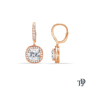 10K Gold Vintage Charm Diamond (Natural) Earrings with Brilliant Sparkle <b>Cushion</b> Cut Center Stone - Product Image 2