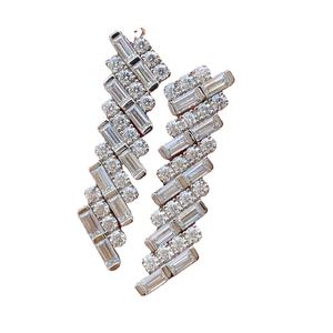 High Quality Trendy Baguettes and Round Cut Moissanite <b>Earrings</b> Push <b>Back</b> Wedding <b>Earring</b> Factory Supply Wholesale Price - Product Image 1