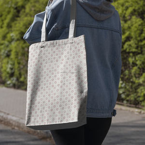 Bolsos de Mano de Algodón con Estampado de Bloques de Moda para Compras Diarias, Bolsos de Ropa Duraderos con Estampado Floral Minimalista para Mujer - Product Image 5