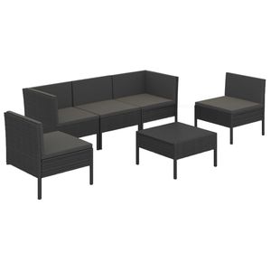 Ensemble de salon de jardin noir 4 places, mobilier d'extérieur contemporain en rotin résistant aux intempéries - Product Image 4