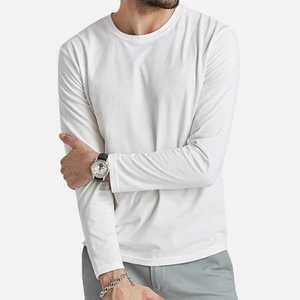 T-shirt à manches longues pour homme personnalisé, col rond, jersey en coton premium, tee-shirt uni, coupe classique, décontracté, basique, manches longues, OEM/ODM - Product Image 6