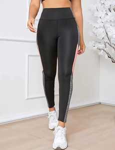 Leggings noirs taille haute, longueur intégrale, tricotés, décontractés, extensibles, respirants, écologiques, légers, pantalons de yoga pour femmes - Product Image 1