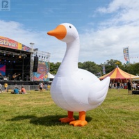 Oie gonflable géante sur pied avec texte personnalisé, canard gonflable blanc lumineux à LED pour la publicité, les festivals, les expositions publiques et les fêtes
