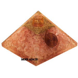 Natural Rose Quartz <b>Orgone</b> Pyramid for Love Attraction Healing Meditation Heart Chakra Energy <b>Generator</b> - Product Image 2