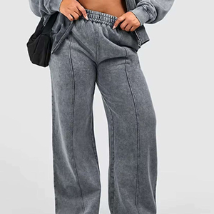 Ensemble de survêtement décontracté pour femme, effet délavé, avec sweat à capuche et pantalon de jogging, deux pièces, tenue de sport et de gym, style urbain - Product Image 3