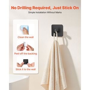 4 Pack appendiabiti autoadesivi appendiabiti a muro appiccicoso per una facile installazione per l'organizzazione domestica - Product Image 4