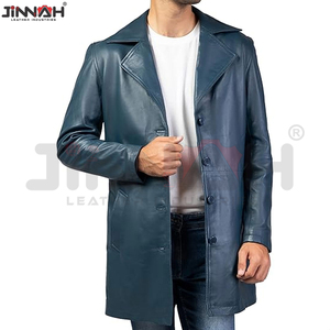 เสื้อโค้ทหนังทรงยาวสำหรับผู้ชาย ฤดูหนาว แฟชั่นทันสมัย ทรงเข้ารูป ราคาขายส่ง เสื้อโค้ทหนังกันหนาวสำหรับกิจกรรมกลางแจ้ง - Product Image 6