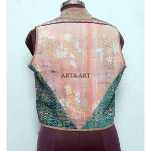 Nueva chaqueta estilo Kantha india hecha a mano con algodón multicolor, estilo vintage con patchwork, estilo étnico bohemio para uso casual. - Product Image 5