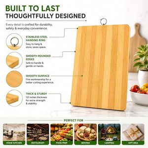 Premium Bamboo Cutting Board with Hanging <b>Ring</b> Eco Friendly Kitchen Chopping Board - Product Image 5
