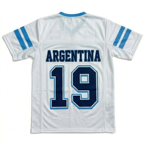 Camiseta de Fútbol de Argentina, Sublimada, Corte Regular, Unisex, Blanca y Azul, 100% Poliéster, Malla Transpirable, Manga Corta, Cuello en V, para Verano - Product Image 3