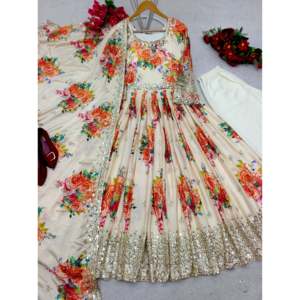 Hermoso vestido de mujer con estampado digital incluye conjunto de Pent y Dupatta - Product Image 4