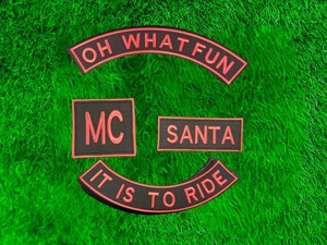 Set de Parches Bordados de Papá Noel Motero: Oh, qué diversión hay en montar en moto - Product Image 3