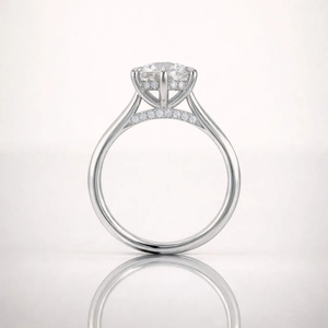 Premium Gold Round Lab Diamond Hidden Halo Prong Setting Luxury <b>Solitaire</b> Engagement <b>Ring</b> by Elvora Gems - Product Image 3
