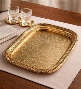 Polished Aluminum Metal Serving <b>Storage</b> <b>Tray</b> Modern Luxury Design Multifunctional Bathroom & Tableware Display Dishwasher Safe - Product Image 3