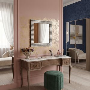 Premium 24 Inch Resin <b>Mirror</b> | Modern Geometric Pattern Frame | Decorative <b>Wall</b> <b>Mirror</b> <b>for</b> Living Room Bedroom Home, Hotel Decor - Product Image 4