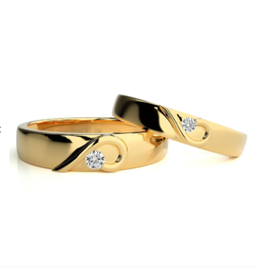 925 Sterling Silver Gold Plated Heart Pattern Christian Zircon <b>Couple</b> Rings - Product Image 1