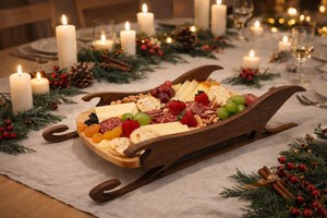 Bandeja de Regalo Grabada para Navidad, Bandeja Personalizada con Logotipo para Navidad, Bandeja Cortada con Láser para Navidad, Bandeja Grabada con Láser para Navidad, Bandeja Hecha a Mano para Navidad - Product Image 1