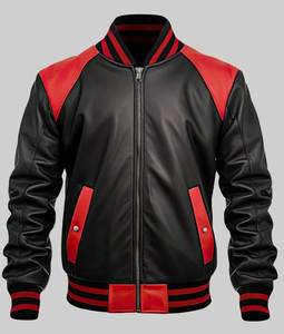 Men's Varsity <b>Jacket</b> With White <b>Stars</b> And Stripes Turn-down Collar Button Closure Casual Autumn Wear - Product Image 2