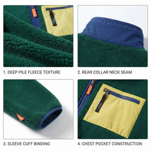 Veste polaire zippée pour homme, color block, col montant épais, décontractée, chaude pour l'hiver, en sherpa - Product Image 6