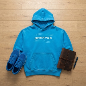 Sudadera con Capucha Extra Grande Azul Cian Personalizada para Hombre, Sudadera con Estampado de Olas, Ropa Urbana Informal - Product Image 5