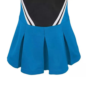 Women Sleeveless V Neck Cheerleader <b>Set</b> Blue Black Pleated Skirt Sporty Two Piece Uniform Spring Summer Breathable <b>Knitted</b> - Product Image 3