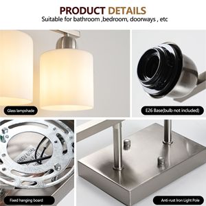 Modern 5-<b>Light</b> Bathroom Vanity <b>Light</b> Fixture Brushed Nickel with Milky White Frosted Glass Shade Wall <b>Sconces</b> - Product Image 5