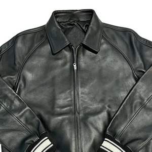 Veste d'hiver pour homme en cuir véritable de couleur unie, style streetwear, avec poches zippées sur le devant, tissu en toile imperméable et écologique - Product Image 5