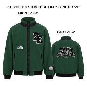 Premium 240g Anti Pill Polar Fleece <b>Jacket</b> Forest Green Black Rib Trim Custom Embroidery Embossed Logo ODM Breathable <b>Men's</b> - Product Image 1