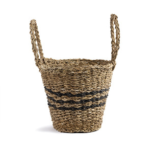 Paniers à linge en jonc de mer rayés Hogla avec poignées, écologiques, 100 % naturels, paniers de rangement pour grossistes - Product Image 2