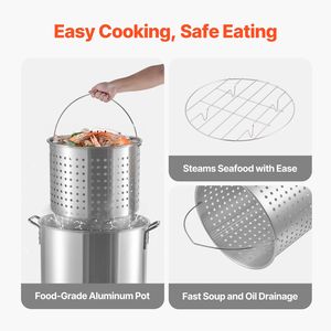 Kit per la Cottura di Frutti di Mare in Metallo da 60 Qt con Colino, Set da Cucina per Esterni per Granchi, Gamberi e Aragoste, per Pentola da Bollitura con Capacità di 5L - Product Image 4
