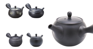 Yamaki Ikai Japanese Modern Reusable Ceramic <b>Teapot</b>-Fusen Black Round Thousand-Tier Gold-Blown with Lid Handmade Party Teeware - Product Image 3