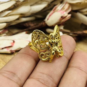 <b>Top</b> Choice Best Chunky Brass Fairy Ring Gothic Angel Rings Women Brass Ring Women 18k Gold Plated Gothic Fairy Jewelry Wholesale - Product Image 2