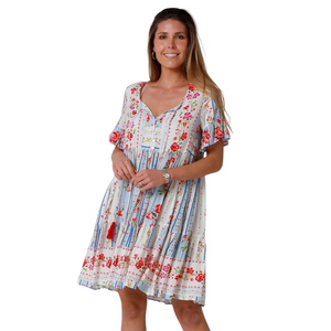 Vestido Mini Estampado Bohemio para Mujer, Atuendo de Verano para Vacaciones - Product Image 3