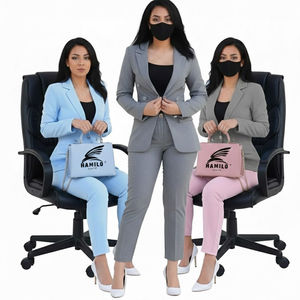 Conjunto de Blazer y Pantalones Slim de Último Diseño, Cierre Cruzado con Botones, Tejido de Algodón y Poliéster, Traje Formal de Negocios para Mujer - Product Image 4