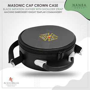limited Masonic Knights Templar Commandery Crown Cap Case Black Cross Emblem, Freemason <b>Hat</b> Carrying <b>Box</b> - Product Image 3