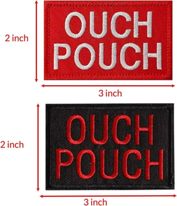 Parche Bordado Ouch Pouch de 3x2 Pulgadas, Aplique de Tela Rectangular Termoadhesivo para Bolsos - Product Image 2