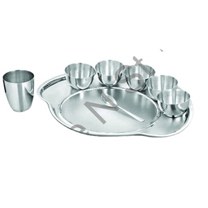 Konica Thali – ensemble de 8 pièces avec miroir de couleur argent poli à paroi unique, vente en gros, ensemble de 9 pièces - Product Image 1